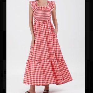 Red smocked maxi dress. Size XS. New with tags